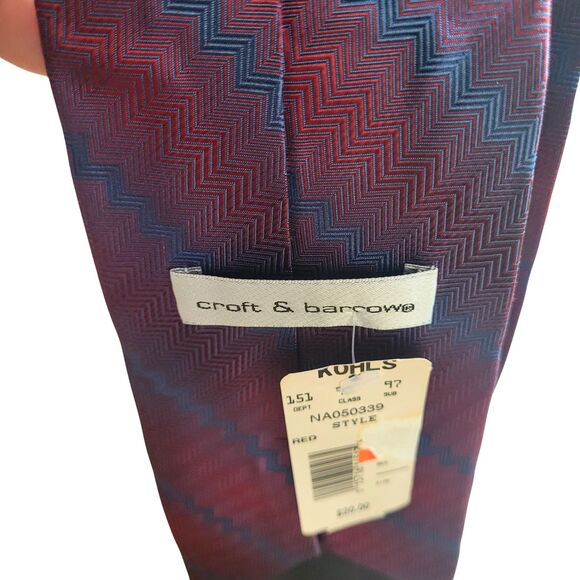 Set of 3 Croft & Barrow Men's Ties Accessories Red Black Gray Blue Maroon Cream - Picture 5 of 7